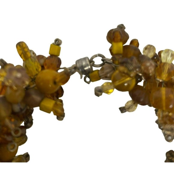 Handmade Brown Orange Fancy Fringe Glass Bead Bracelet with Magnet Closure - Picture 2 of 4